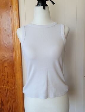 Denim Tom Taylor | White Ribbed Halter Tank Top | Size Small